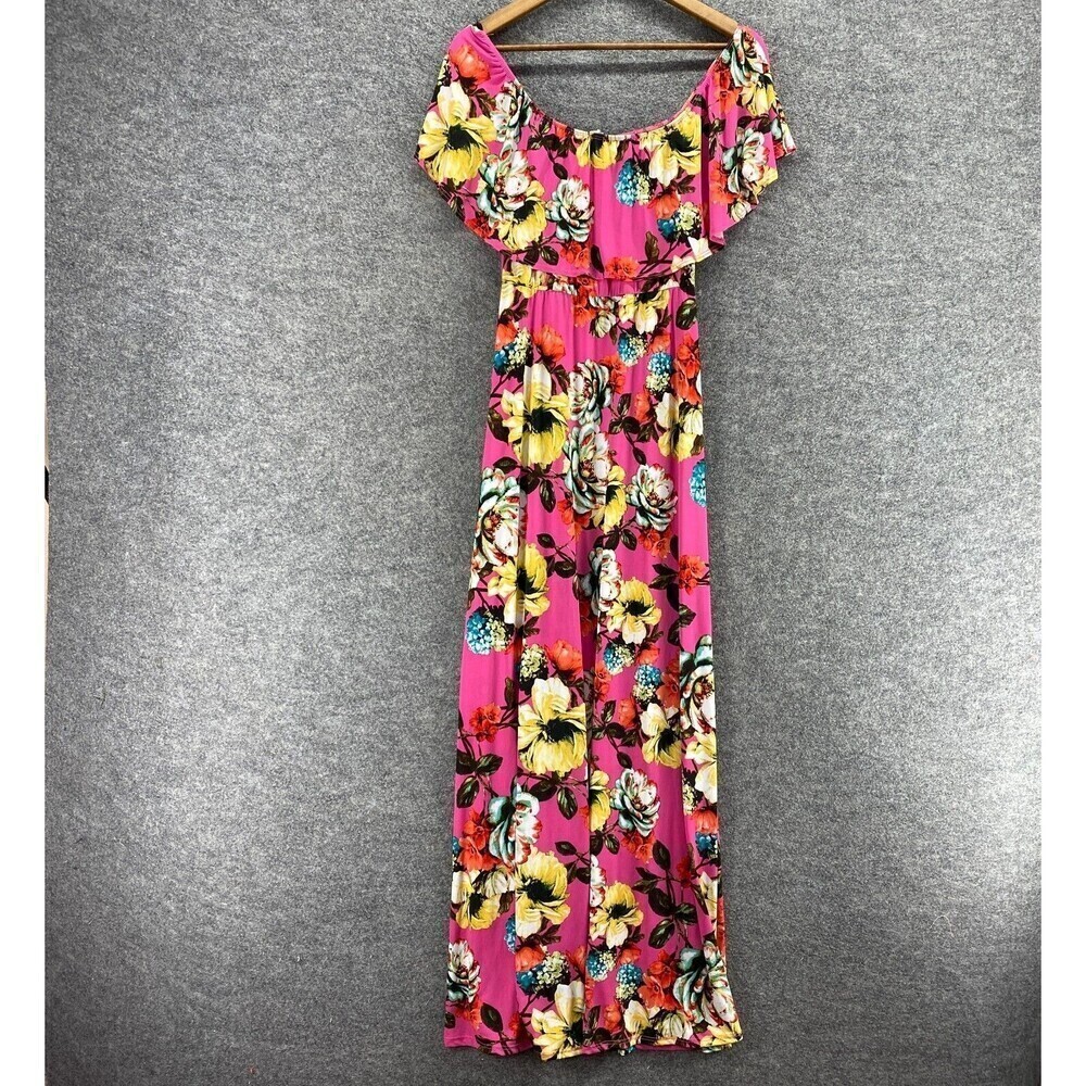 5/$45 Pink Blush Dress Women S Small Pink Floral Maxi Long  Short Sleeve